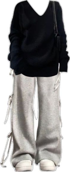 Casual Oversized Pants For Fall, Oversized Casual Pants For Fall, Cozy Oversized Bottoms For Winter, Oversized Gray Pants For Winter, Oversized Gray Winter Pants, Trendy Oversized Winter Pants, Ootd Vintage, Sweatpants Style, Vintage Casual