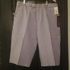 Men's Linea Uomo Gingham Purple And White Shorts; Size 32; Nwt Gingham Bottoms With Pockets In Short Shape, Gingham Bottoms With Pockets, Gingham Short Bottoms With Pockets, Mens Purple Adidas 3 Setripe Fleece Shorts, Cheap Purple Cotton Pajama Shorts, Purple Short-length Loungewear Bottoms, Gingham Bottoms With Pockets, Short Style, Purple Summer Bottoms With Built-in Shorts, Moisture-wicking Purple Shorts