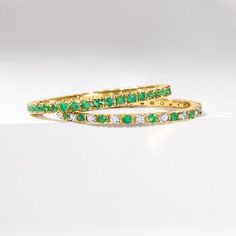 Ross-Simons - .36 ct. t. w. Emerald Eternity Band Ring in 14kt Yellow Gold. Size 8. RS Pure. Modern designs that complete your outfit and complement your personality. Lush .36 ct. t. w. emeralds trail this delicate 14kt yellow gold eternity band with a vibrant shimmer. At 1/16" wide, you can mix, match and stack with other rings to create your own unique combination. Emerald eternity band. Emerald birthstones are the perfect gift for May birthdays. Green Wedding Band, Senior Rings, May Birthdays, Emerald Eternity Ring, Emerald Eternity Band, Emerald Wedding Band, Emerald Band, Stacked Wedding Bands, Emerald Green Weddings