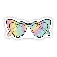 a pair of sunglasses sticker on a white background with pastel colors and shapes