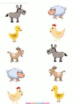 an image of farm animals and chickens