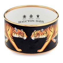 Halcyon Days "Tiger Cuff Black" Bangle – Lifelong Collectibles Gold Tiger, Black Bangle, Halcyon Days, Yellow Gold Bangle, Scarf Necklace, Painted Jewelry, Enamel Bangle, Candles For Sale, Gold Bangle