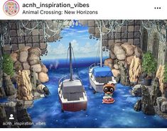 an animal crossing new horizon with two boats