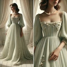 Fantasy Dress Simple, Bridgerton Inspired Dresses, Princess Dress Fantasy, Aesthetic Gown, Yule Ball Dress, Bride Dress Simple, Royal Dresses, Bridal Shower Dress, Dream Wedding Ideas Dresses