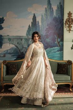 Elegant Semi-stitched Wedding Dress With Traditional Drape, Semi-stitched Wedding Dresses, Floor-length Wedding Dress For Eid Reception, Elegant Floor-length Wedding Dress For Festive Season, Bollywood Style Dress With Intricate Embroidery, Dress With Pallu For Eid Reception, Bollywood Dresses With Intricate Embroidery And Traditional Drape, Elegant Wedding Dress For Reception, Floor-length Dresses With Intricate Embroidery For Diwali