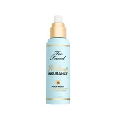 18 Hour Wear + Blue Light Defense | Too Faced Makeup Insurance Setting Spray - NET WT. 4.0 oz/118.0 ml Too Faced Setting Spray, Plumping Lipstick, New York Tattoo, Milani Cosmetics, Fixing Spray, Makeup Shopping, Buy Makeup, Hydrating Mist, Beauty Shopping