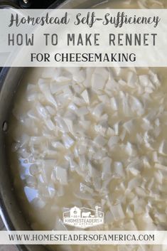 how to make rennet for cheesemaking with text overlay that reads, homemade self - sustenance how to make rennet for cheesemaking