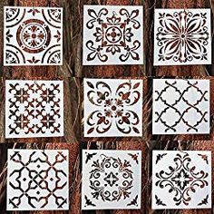 nine tile designs are arranged in rows on the wall