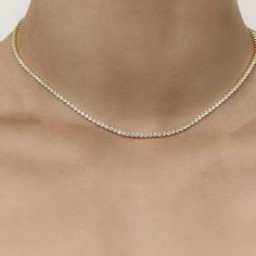 Such a delicate romantic classic for a fraction of the real real cost ❤️. Drapes WITHOUT flipping! Comfortable and easy to wear. By itself or layered with your favorite piece. 18k vermeil on sterling 16-18 inches round 2mm Cz prong set Classic Adjustable Chain Necklace For Formal Occasions, Dainty Gold Tennis Necklace For Formal Occasions, Minimalist Chain Necklace For Evening, Formal Adjustable Clavicle Chain Necklace, Minimalist Clavicle Chain Choker For Formal Occasions, Classic Formal Diamond Choker Necklace, Minimalist Formal Single Strand Diamond Necklace, Minimalist Formal Choker With Clavicle Chain, Minimalist Formal Clavicle Chain Choker