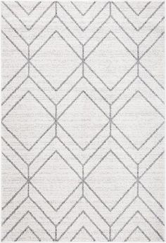 a white rug with grey lines on it