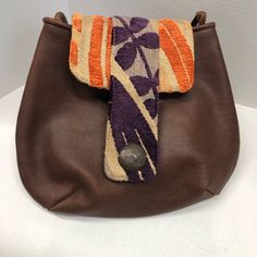 Majo Leather Tapestry Bag, Euc Brown Tapestry Satchel Bag, Brown Tapestry Shoulder Bag With Detachable Strap, Brown Tapestry Travel Bag, Bohemian Brown Hand-tooled Shoulder Bag, Tapestry Bag, Bag Lady, Tapestry, Shoulder Bag, Purple