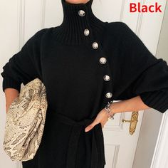 Women's Turtleneck Pullover Sweater Dress with Overcoat Knitted Dress Mid-length Lace-up Over-the-knee Skirt Knitted Long Dress, Loose Shirt Dress, Plaid Jacket Women, Winter Turtleneck, New Party Dress, Checkered Jacket, Belted Sweater, Long Knitted Dress, Office Dresses For Women