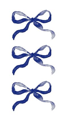 three blue ribbons tied together on a white background with watercolor effect in the middle