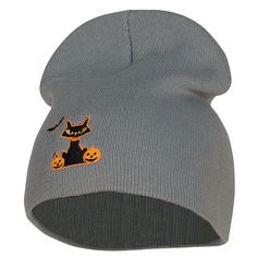 Halloween Bat Mountain Skiing, Cat And Pumpkin, Short Beanie, Bat Cat, Craft Halloween, Halloween Bat, Grey Beanie, Embroidered Shorts, Halloween Bats