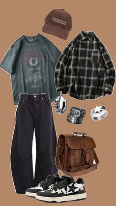 Earthy College Outfits, Grunge Outfits Soft, Baggy Outfit Ideas, Street Fashion Men Streetwear, Weekly Outfits, Alternative Outfits, Edgy Outfits