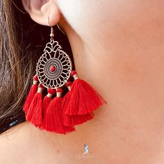 These big tassel bohemian earrings will make a unique statement, features vintage boho design, these colorful big tassel earrings will elevate your outfit. Materials are plastic and tassel, light weight and comfortable to wear. Materials: alloy, cotton Jewelry Care: See more information about how to care for your jewelry here. Shipping Policy: Orders will be shipped within 1-3 business days. Economy shipping will take 7-14 days to arrive and standard shipping is 1- 4 days for U.S. orders. Intern Cheap Latkan Tassel Dangle Earrings, Cheap Festive Latkans Earrings, Summer Party Chandelier Earrings With Tassels, Bohemian Beaded Tassel Earrings For Beach, Summer Fringe Chandelier Drop Earrings, Bohemian Tassel Drop Earrings With Fringe, Red Fringe Tassel Earrings For Summer, Bohemian Fringe Tassel Drop Earrings, Summer Fringe Dangle Chandelier Earrings