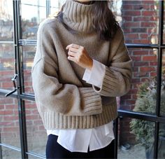 Chunky sweater                                                                                                                                                                                 More Mode Casual, Cute Fall Outfits, 가을 패션, Chunky Sweater, Fashion Mode, Looks Style, Street Style Outfit, Fall Winter Outfits, Sweater Weather