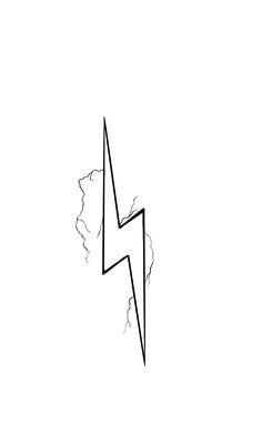 a black and white drawing of a lightning bolt