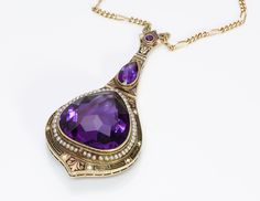 Antique Jewelry With Gemstone Accents For Formal Occasions, Exquisite Purple Necklace, Exquisite Amethyst Pendant Necklace, Purple Jeweled Necklace For Formal Occasions, Purple Amethyst Jewelry For Evening, Formal Purple Jeweled Necklace, Jeweled Amethyst Jewelry For Formal Occasions, Formal Jeweled Amethyst Jewelry, Antique Purple Pendant Necklace