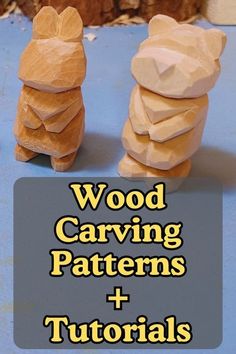 wood carving patterns and instructions to make wooden carvings for crafts, including teddy bear heads