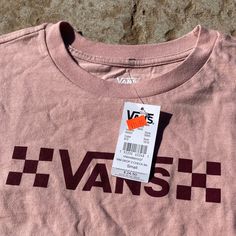 Pink Nwt Ss Tshirt Rust Vans Logo Vans Women’s Sz S Vans Letter Print T-shirt For Summer, Vans Crew Neck T-shirt For Spring, Vans Logo Print T-shirt For Streetwear, Casual Vans Tops With Screen Print, Vans Short Sleeve Top With Letter Print, Vans T-shirt With Logo Print For Streetwear, Vans Graphic Tee With Logo Print, Vans Spring Crew Neck T-shirt, Casual Vans T-shirt With Logo Print