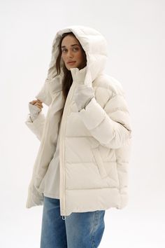 Your puffer jacket stands out with modern minimalist design, and exceptional warmth, making it both a stylish and functional choice for cold weather. Eco-friendly Women's Puffer with Bio fluff (-20oC / -4oF) Model is 170cm/5'6" (wearing size S) COLOURS Please keep in mind that images of colors may differ, due to specifics of monitoring settings. If you are uncertain about the appearance of a particular color, ask us right away and we will clear all doubts. Winter Coats Women Cold Weather, White Hooded Cotton Puffer Jacket, Down Puffer Jacket With Double-lined Hood For Cold Weather, Snow Jackets Women, White Hooded Puffer Jacket With Double-lined Hood, Winter Outdoor Puffer Jacket With Double-lined Hood, White Puffer Jacket With Double-lined Hood For Outdoor, Puffer Jacket Women, Oversized Jacket