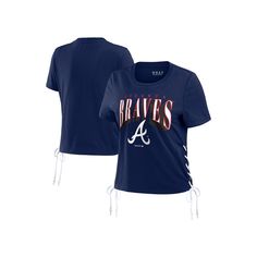 Show up for the big game with a look that's equally cute and spirited by grabbing this Atlanta Braves Side Lace-Up T-shirt from WEAR by Erin Andrews. It features a signature Atlanta Braves graphic printed across the chest and laces along the sides reminiscent of the players' cleats. The cropped hem adds the perfect fashionable finish to this comfortable tee that you'll love sporting from the first inning to the last.Show up for the big game with a look that's equally cute and spirited by grabbin Lace Up T Shirt, Erin Andrews, Women's Wear, Cropped T Shirt, Big Game, Crop Tshirt, Atlanta Braves, Show Up, Atlanta