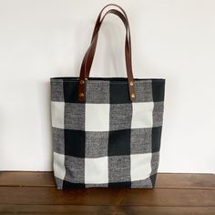 "Small, simple tote with just enough room to fit a notebook, piano books or laptop.  Specs: Approx 15\"x14\" Faux leather straps Small gusset bottom 2 interior slip pockets Add a matching coin purse, boxy bag or coordinating pouch for more interior storage ideas! Or for gifting!" Plaid Tote Bag For Travel, Square Canvas Shoulder Bag Perfect For Gifts, Square Canvas Shoulder Bag For Gift, Square Canvas Shoulder Bag Gift, Plaid Tote Bag For Daily Use, Plaid Cotton Bags For Daily Use, Plaid Cotton Bag For Daily Use, Everyday Plaid Cotton Shoulder Bag, Daily Use Cotton Plaid Bags