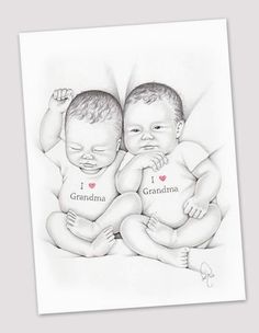 a drawing of two babies laying next to each other