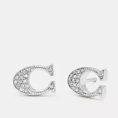 Coach Signature Stud Earrings New In Packaging Style Number F29824 Measurements Length: 0.5" Height: 0.25" Materials Plated Brass Silver Fancy Earrings, Silver Earrings Stud, Xoxo Jewelry, Coach Earrings, Christmas Lists, Coach Fashion, Diamond Bar Necklace, Coach Jewelry, Fancy Earrings