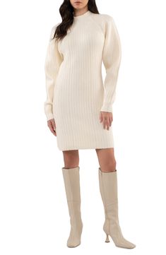 Show off cozy-chic style in this funnel-neck sweater-dress fashioned with gently puffed sleeves and directional ribbed stitches. 34 1/2" length Slips on over head Funnel neck Long sleeves 58% acrylic, 27% polyester, 15% nylon Hand wash, dry flat Imported Funnel Neck Sweater, Daytime Dresses, Cozy Chic, Puffed Sleeves, Funnel Neck, Sleeve Sweater, Funnel, Long Sleeve Sweater, Neck Sweater