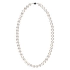 This stunning necklace is part of our unique strand series. The special pearls in this collection have been photographed individually instead of using stock images. Based on the surface, shape, luster and matching, this strand falls within our AAA grading range. The finest Akoya pearls, grown in the cold coastal waters of Japan, are known for their perfect round shape, mirror-like luster, and smooth surfaces. Each pearl is individually knotted on double silk so they never rub against each other Classic Akoya Pearl Necklace In Pearl White, Classic Pearl Necklace With Polished Beads, Elegant Akoya Pearl Round Bead Necklaces, Luxury Pearl Necklaces With Round Beads, Classic Pearl Necklaces With Polished Beads, Elegant Pearl Necklace With Sterling Silver Clasp, Formal Pearl Necklace With Polished Beads, Classic Single Strand Akoya Pearl Necklace, Luxury Pearl White Necklace With High Luster