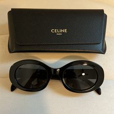 New With Original Box Elegant Black Acetate Sunglasses, Channel Sunglasses, Celine Glasses, Celine Accessories, Glasses Accessories, Black Color, Original Box, Women Accessories, Sunglasses