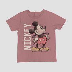 Boys' Mickey Mouse Adaptive Short Sleeve Graphic T-Shirt - Dusty Red L Family Matching Mickey Mouse Crew Neck T-shirt, Red Cartoon Print Short Sleeve T-shirt, Playful Red Character Print T-shirt, Red Cartoon Print T-shirt With Short Sleeves, Red Short Sleeve T-shirt With Cartoon Print, Family Matching Mickey Mouse Cotton Tops, Playful Red Cartoon Print T-shirt, Playful Red T-shirt With Cartoon Print, Playful Cotton Mickey Mouse T-shirt