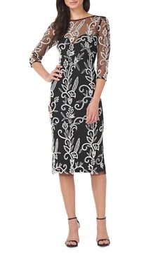 The Best Summer Dresses For Wedding Guest Over 50 Beaded Midi Dress, Cocktail Dress Nordstrom, Midi Cocktail Dress, Midi Length Dress, Elbow Length Sleeve, Black Midi Dress, Nordstrom Dresses, Dress Collection, Perfect Dress