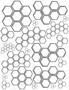 an abstract pattern with hexagonal shapes in black and white