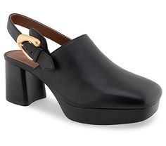 Aerosoles Slingback Leather/Suede Block Heel Mule - Sumari - QVC.com Block Heel Mule, Platform Clogs, Suede Block Heels, Retro Inspired, Mule, Heeled Mules, Block Heels, Clogs, Heel Height