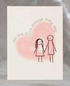 a card with a drawing of two people holding hands and the words, only we are strong enough