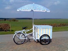 a bike with a cooler attached to the back is parked next to a grassy field