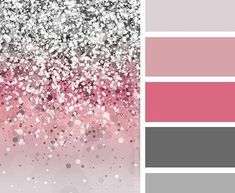 a pink and gray color scheme with glitter