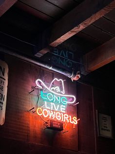 neon signs on the side of a building