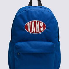 A classic backpack with plenty of Vans DNA, the Kids Old Skool Grom Backpack has a two-pocket design featuring a slip-in organizer to keep your important items neatly arranged and a side water bottle pocket for easy hydration. To add more style, the classic backpack comes in bold blue with a vintage Vans® logo.Earning the Vans Checkerboard Globe logo, this product is made up of at least 30% of one or a combination of recycled, renewable, and/or regenerative materials. Shell: 100% Recyled Polyest Back To School Blue Backpack With Water Bottle Pocket, Casual School Backpack With Water Bottle Pocket, Vans Bags For Students Back To School, Vans Bags For Back To School, Vans Functional Backpack For Back To School, Casual Vans Bag For Students, Functional Vans Backpack, Casual Vans Backpack For Students, Functional Vans Backpack For Back To School