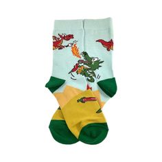 Dragon socks. These dragon like their hot peppers and marshmallows. I don't blame them. 85% Cotton, 10% Nylon, 5% Spandex High quality fabric that will not rip or tear - Very Comfortable. Best if washed in cold water. With your purchase, the Sock Panda donates socks to someone in need. Thank you Playful Green Socks For Stocking Stuffers, Green Casual Socks For Playtime, Casual Green Socks For Playtime, Novelty Multicolor Socks For Stocking Stuffers, Multicolor Novelty Socks For Stocking Stuffer, Fun Green Cotton Socks, Dragon Socks, Hot Peppers, Fun Socks