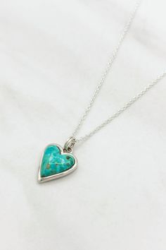 Turquoise and Sterling Silver Heart Necklace Elegant Heart-shaped Turquoise Necklace, Silver Heart-shaped Turquoise Necklace For Gift, Heart-shaped Silver Turquoise Necklace For Gift, Heart-shaped Sterling Silver Turquoise Necklace, Turquoise Heart Necklace For Valentine's Day, Silver Turquoise Heart Pendant Necklace, Silver Turquoise Heart Pendant Necklace Gift, Turquoise Heart Necklace With Heart Beads, Turquoise Heart Necklace With Heart Charm As Gift