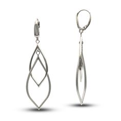 Striking open teardrops hang elegantly within open marquise shapes in these stylish women's hollow dangle earrings. Fashioned in 14K white gold, the 60mm earrings secure in place with leverbacks. Modern Marquise Earrings For Formal Occasions, Modern White Gold Teardrop Earrings, Elegant Teardrop Diamond Cut Chandelier Earrings, Modern Chandelier Earrings For Formal Occasions, Modern Formal Chandelier Earrings, Diamond Cut Teardrop Chandelier Earrings, Modern Teardrop Jewelry With Elegant Design, Modern Pierced Chandelier Earrings For Formal Occasions, Modern Pierced Chandelier Earrings For Formal Events