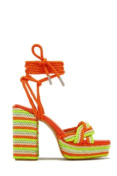 Miss Lola | Jadin Orange Multi Lace Up Platform Block Heels – MISS LOLA Shoe Model, Lace Up Block Heel, Miss Lola, Platform Block Heels, Cute Simple Outfits, Chunky Heel, Other Colors, Simple Outfits, Chunky Heels