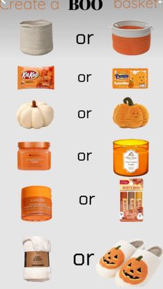 an orange and white poster with the words create a boo or halloween treat on it