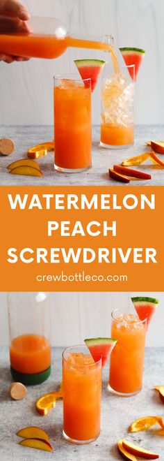 watermelon peach screwwddriver cocktail recipe