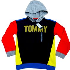 Tommy Hilfiger Hoodie Colorful Tommy Logo 100% Cotton New With Tag Its Rare To Find This Model Size L Fits 12-14 Years Multicolor Fleece Hoodie Top, Multicolor Fleece Hoodie, Hooded Color Block Top For Streetwear, Sporty Multicolor Hoodie For Winter, Sporty Multicolor Winter Hoodie, Playful Color Block Tops For Winter, Playful Color Block Winter Tops, Multicolor Hooded Top With Letter Print, Multicolor Sporty Winter Sweatshirt