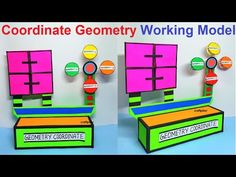 two colorful boxes with different shapes and sizes are shown in the same image, one is made out of cardboard